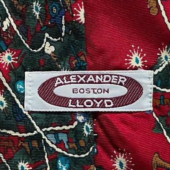 Alexander Lloyd Boston Mens Necktie Festive Holiday Christmas Classic Silk Tie - Picture 4 of 8